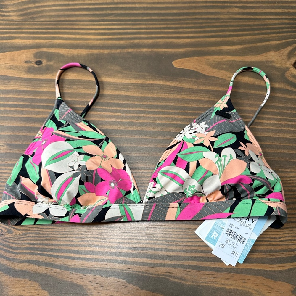 Roxy pt beach classics fixed triangle bikini top size large